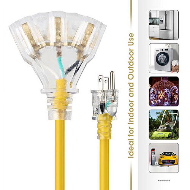 simbr extension cord 25ft yellow-15A125V 25FT/7.62m