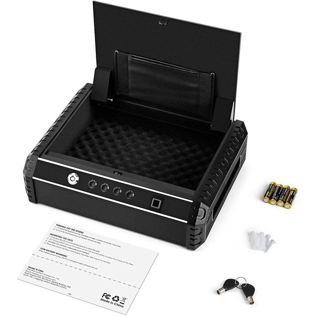 Crzdeal Fingerprint Gun Safe for Pistol, Quick Access Handgun Safes for Home, Car, Nightstand, Black