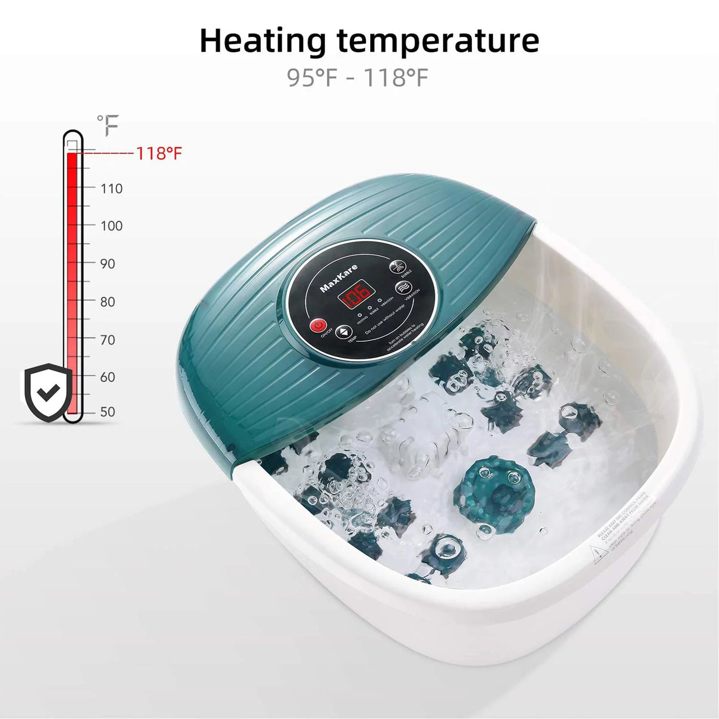 Foot Spa Bath Massager with Wireless Remote Control and 8 Automatic Shiatsu Massaging Rollers, Heating Temperature Control, Bubbles and Vibration for Home and Office Use