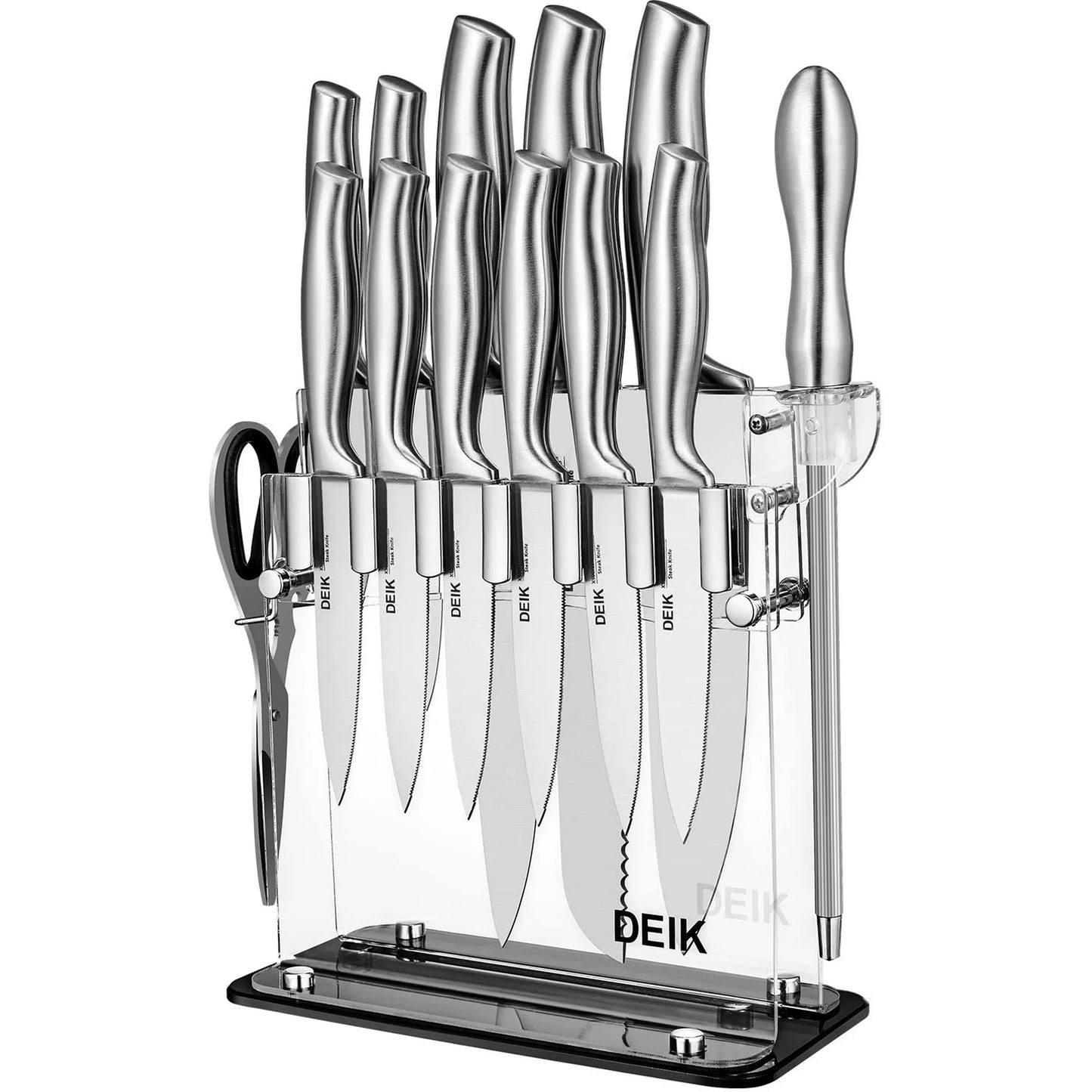Deik Knife Set, 14 Pieces Stainless Steel Knife Set with Acrylic Stand