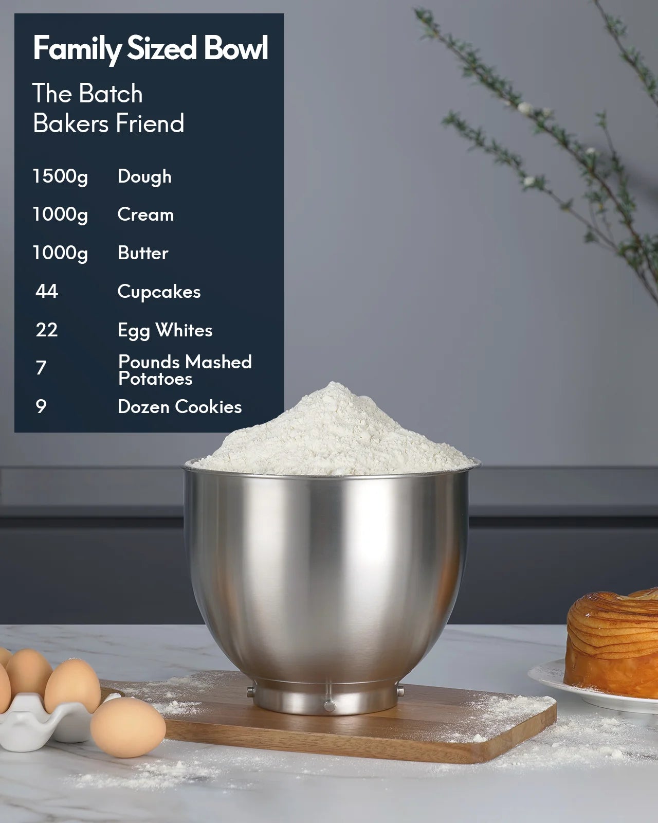 Aukey Home 600W Stand Mixer 9 Speed Tilt-Head with 5Qt Stainless Steel Bowl, Planetary Mixing System, Dough Hook, Flat Beater, Whisk, Splash Guard, Dishwasher Safe, Grey