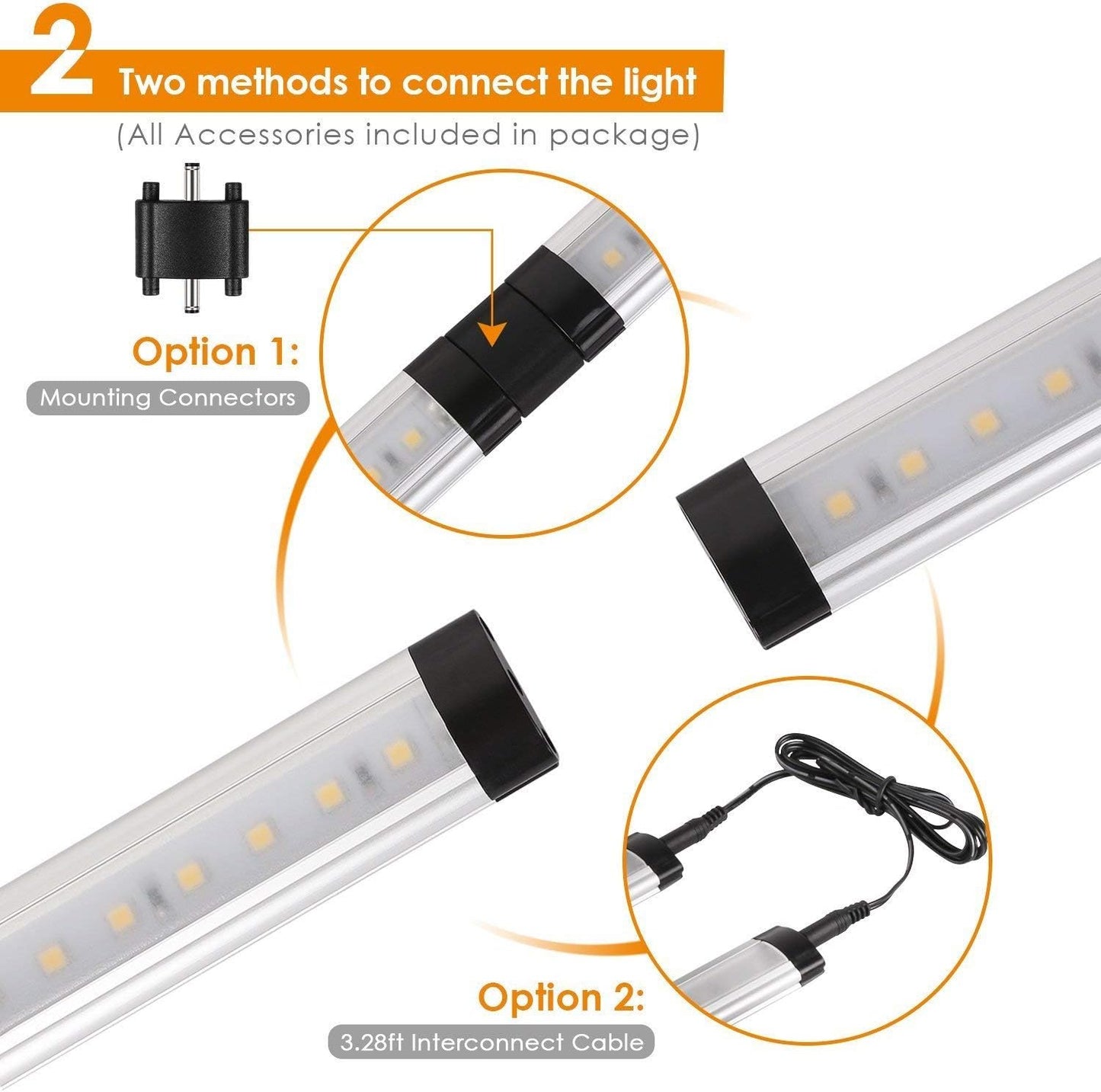 Albrillo LED Under Cabinet Lighting Dimmable, Counter Light Warm White (3000K) LL-LG25