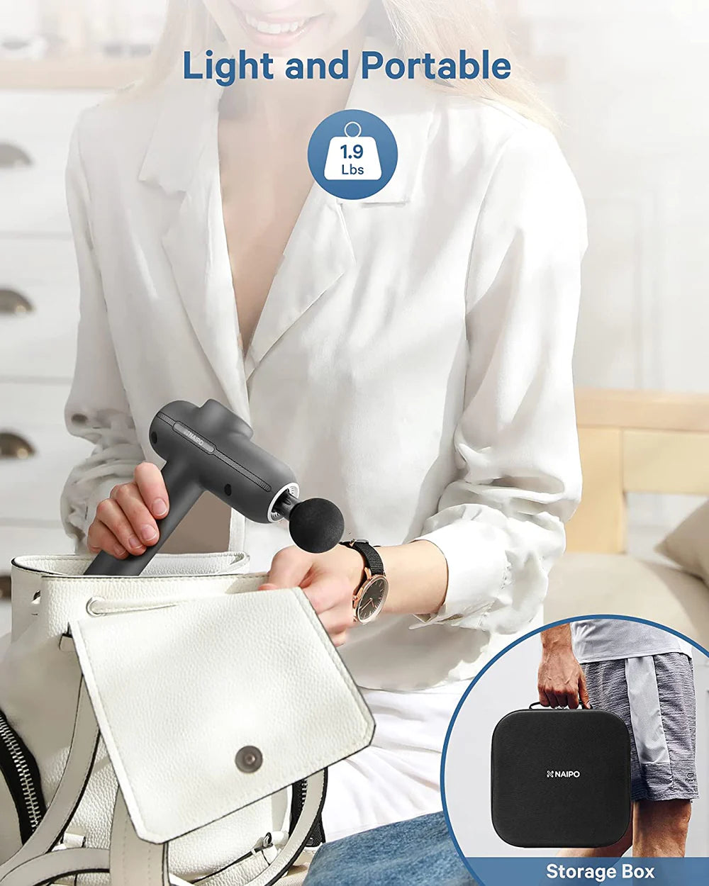 NAIPO MASSAGE GUN FOR DEEP TISSUE BODY MUSCLE MASSAGE