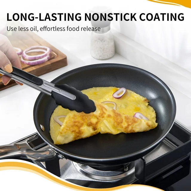 HITECLIFE Nonstick Frying Pan, Induction Cooking Pan, Dishwasher & Oven Safe, 9.5 inch,24cm Black