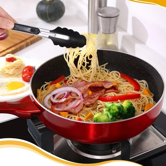 HITECLIFE Frying Pan with Lid 10 inch, Nonstick Saute Pans for All Stoves, Non-Toxic Deep Skillet
