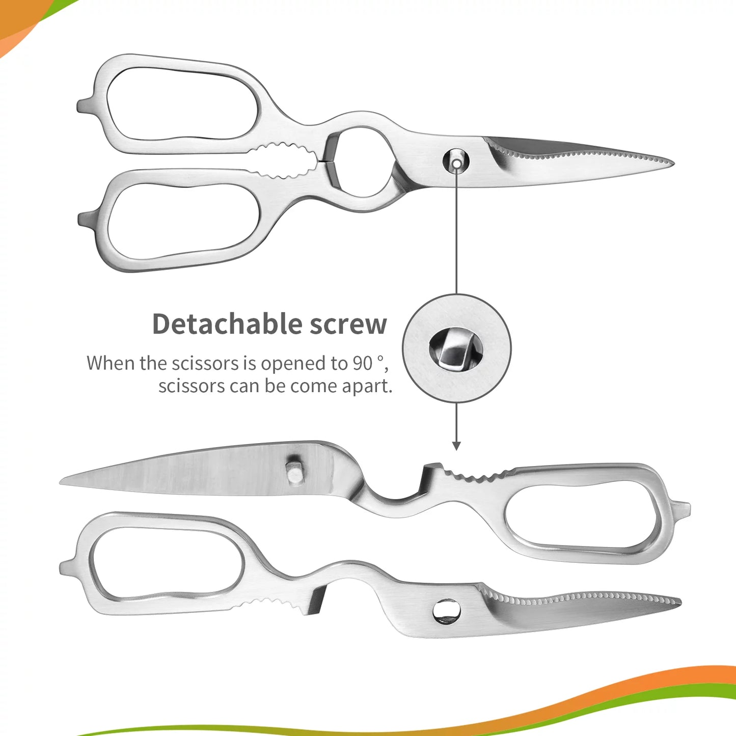 SKY LIGHT Kitchen Shears, Ultra Sharp Stainless Steel Multi-function Kitchen Scissors Premium Heavy Duty Shears for Chicken, Poultry, Fish, Meat, Vegetables, Herbs