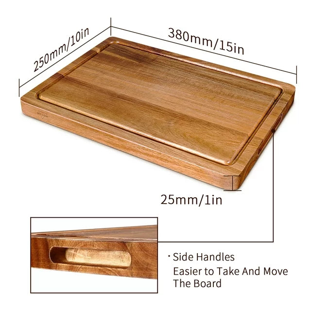 SKY LIGHT Wood Cutting Boards,Acacia Wooden Chopping Board for Kitchen, Reversible Charcuterie Boards for Meat Fruits and Veggies
