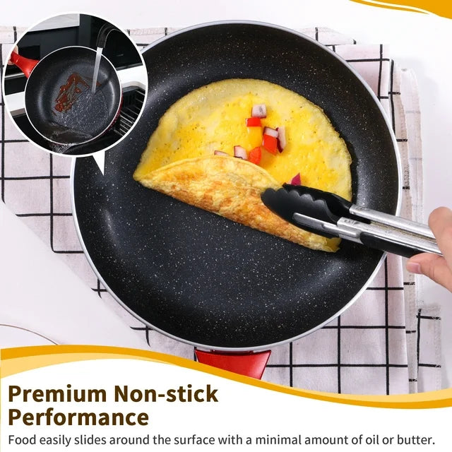 HITECLIFE Frying Pan with Lid 10 inch, Nonstick Saute Pans for All Stoves, Non-Toxic Deep Skillet