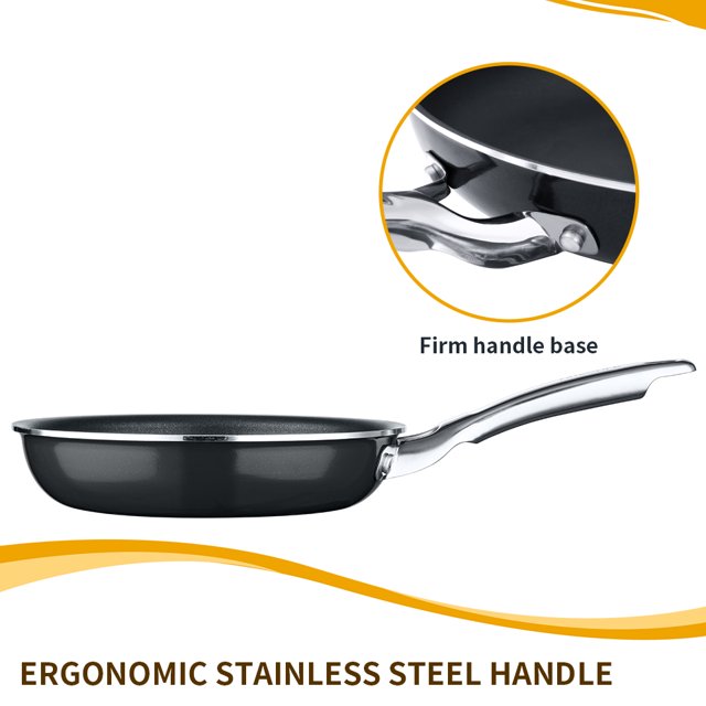 HITECLIFE Nonstick Frying Pan, Induction Cooking Pan, Dishwasher & Oven Safe, 9.5 inch,24cm Black