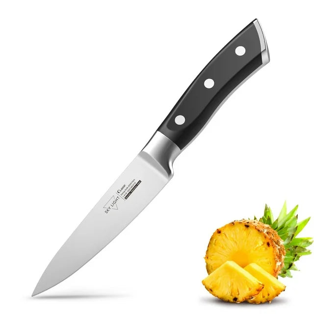 SKY LIGHT Paring Knife 4-inch, German High Carbon Stainless Steel Fruit Knife, Peeling Knife with Non Slip Ergonomic Handle, Small Knife for Kitchen