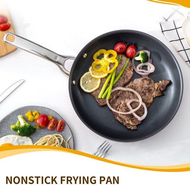 HITECLIFE Nonstick Deep Frying Pan, Induction Saute Pan with Lid, Dishwasher Safe, 9.5 inch，24cm ，Red