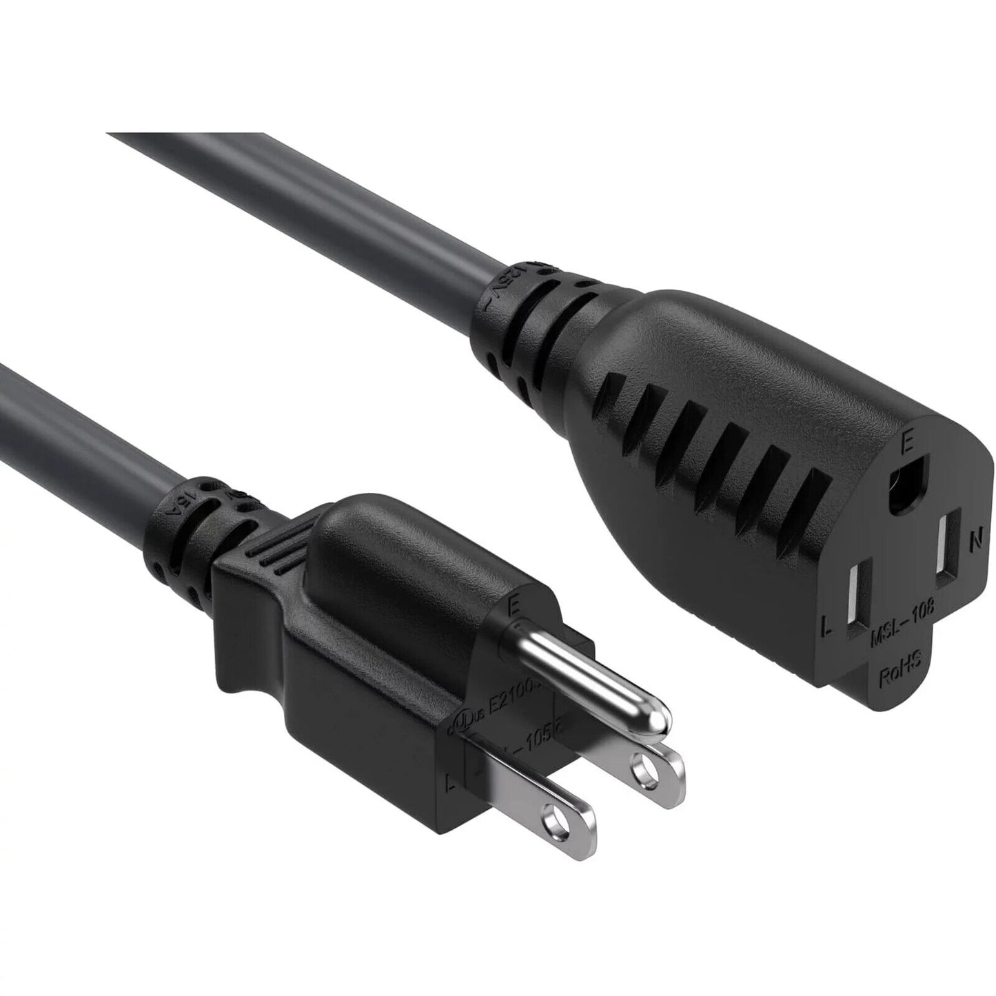 Simbr 2-ft 14 AWG 3-prong Outlet Saver Power Extension Cord NEMA 5-15P - 2 Pack