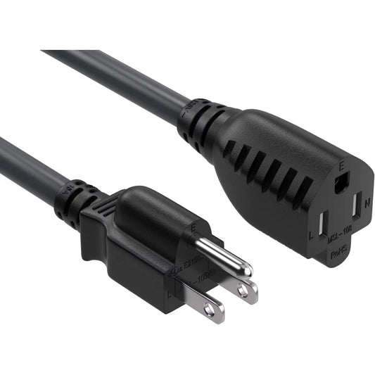 Simbr 2-ft 14 AWG 3-prong Outlet Saver Power Extension Cord NEMA 5-15P - 2 Pack
