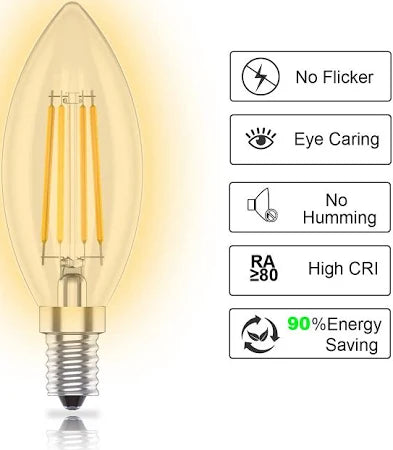 Albrillo E12 Bulb 4 Pcs Candelabra LED Bulbs, 4w 2700k Ll-lb8 Equivalent To 40w