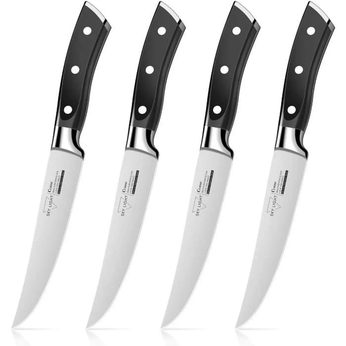 SKY LIGHT Steak Knives Set 12cm Table Knives, Non-Serrated Stainless Steel Blade and Ergonomic Handle for Kitchen 6264
